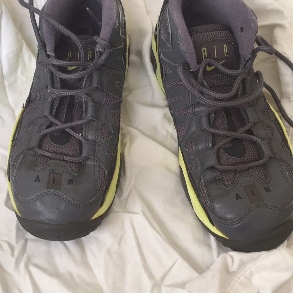 Nike gray and highlighter green shoes